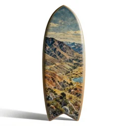 mid-century bodyboard, commercial catalog photo, isolated on a pure white background, centered, entire object in frame, sharp focus, soft studio lighting