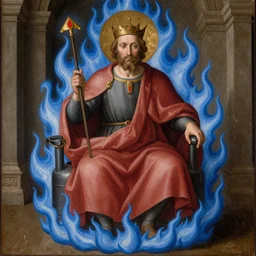 hank hill as the saint of propane surrounded by blue fire, renaissance religious painting, painting by carlo crivelli, late gothic religious paintings, byzantine religious art, trending on artstation