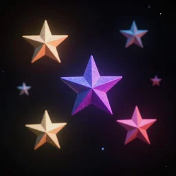 multiple stars in colorful night sky, volumetric dramatic light, dark black background, sharp focus, highly realistic, octane render, art by greg rutsowski