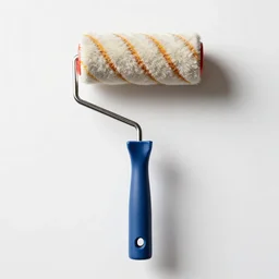 miniature paint roller, studio product photography, isolated on a pure white background, centered, entire object in frame, sharp focus, soft studio lighting