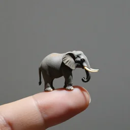 miniature figure of an elephant on a finger