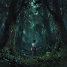 an anime movie background matte painting of a scary, haunted, forest | | fantasy, by makoto shinkai, trending on artstation, highly detailed