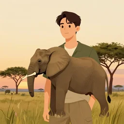 james jean illustration of a safari at sunset