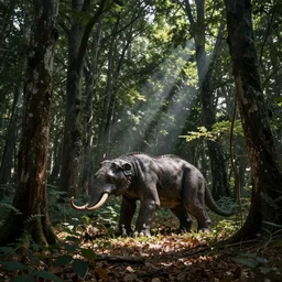werecreature, color photograph captured in the woods