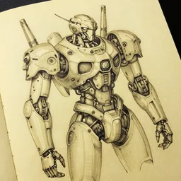 study of a hypertech mecha detail by leonardo davinci, sketch on paper, intricate lines details, highly detailed, yellow paper, handmade, mysterious machine