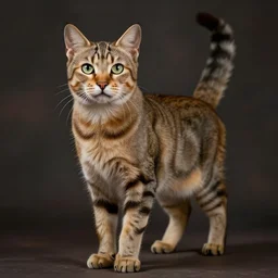 Photo portrait of a standing feline-humanoid.