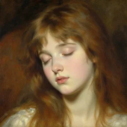 detailed portrait of dreaming anime girl, eyes closed, painting by gaston bussiere, craig mullins, j. c. leyendecker