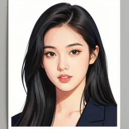 a realistic portrait of a kpop idol girl copic maker style by norman rockwell yoshiyuki sadamoto, alfons mucha wearing a dark puffy anorak and yeezy sneakers chic, zippers, belts & velcro galore, cargo pants chic'techno fashion trend by issey miyake and balenciaga
