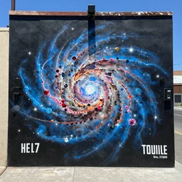 Street art. NGC7293 Helix Nebula in intrared by VISTA telescope, Chile. Aaahh!!! Real Monsters by Clovis Trouille, by Adrian Smith bold, daring