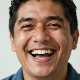 a really close - up shot of a laughing mexican man, photography, 8 k