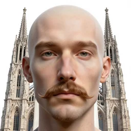 hyperrealistic portrait photo of a male face without mustache merging with a cathedral building, etheric, emotionally evoking symbolic metaphors, head in focus, ornamental, intricate, elegant, golden ratio, sharp focus, art by ernst haeckel, john william godward, gustav klimt, zdzisław beksinski,