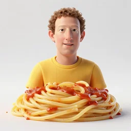 a 3d render of Mark Zuckerberg made out of spaghetti noodles, covered in sauce, octane render, realistic, pbr, subsurface scattering, volumetric