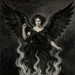 a _ portrait _ of _ a _ beautiful _ angel _ in _ black _ flames _ by _ ross _ tran _ and _ alphonse _ mucha _ and _ greg _ rutkowski _ and _ gustav _ dore