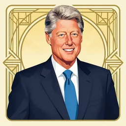 art deco of bill clinton illustration in the style of patrick nagel