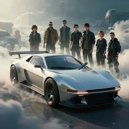 classic concept car from cyberpunk 2 0 7 7. art by jesper ejsing, feng zhu, makoto shinkai, lois van baarle, ilya kuvshinov, rossdraws. clouds by rhads. global light 3 d rtx hdr