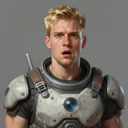 portrait of a shocked man by greg rutkowski, he is about 3 0 years old, short blond hair, athletic and strong, straight jaw, wearing futuristic space gear, highly detailed portrait, digital painting, artstation, concept art, smooth, sharp foccus ilustration, artstation hq.