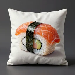 a sushi pillow, product photography, highly detailed, epic lighting, hyper photorealism, 8 k