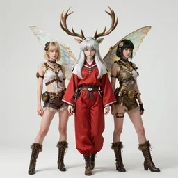 steampunk shinigami with fairy wings and elk antlers by karol bak and rebecca guay