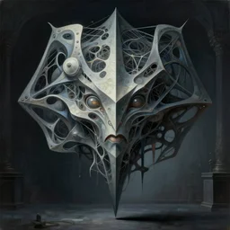 professional concept art portrait of a ominous floating mechanical fractal species in a dark room by artgerm and greg rutkowski. cubism, an intricate, elegant, highly detailed digital painting, concept art, smooth, sharp focus, illustration, in the style of cam sykes.