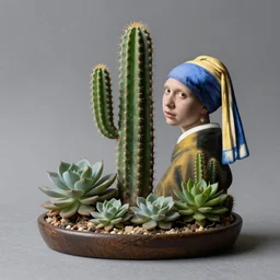 still life with cactus ans succulents, dlsr photography, 8 k, hyperrealism photo, professional studio photoshot, cinematic, anatomically correct, single source of light 4 5 degrees, vanitas, memento more artstyles, inspired by pieter claesz, willem heda, jan vermeer, stunning details, perfect light, ideal composition, divine proportion, intricate, fine arts journal cover