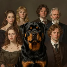 portrait of noble rottweiler. digital art by jeff easley, anna dittmann, jeremy mann, and ansel adams, intricately detailed, in the style of romanticism, cinematic, artstation, greg rutkowski