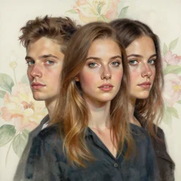 double exposure, portrait of florence jones with a floral background : : painted by artgerm, karol bak, artur bordalo, sandra chevrier : : portrait, character, illustration, hyperrealism, photorealism