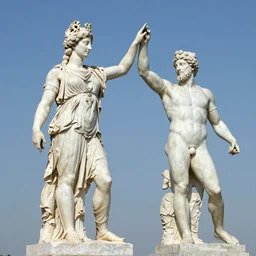 greek statue of hera slapping greek statue of zeus