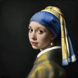 portrait of young audrey hepburn, oil painting by johannes vermeer, 1 7 th century, art, oil on canvas, wet - on - wet technique, realistic, expressive emotions, intricate textures, illusionistic detail