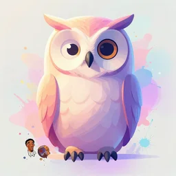 a dreamy otherworldly 3 d render of wise owl with one eye, pixiv fanbox, dramatic lighting, maximalist pastel color palette, splatter paint, pixar and disney exploded - view drawing, graphic novel by fiona staples and dustin nguyen, peter elson, alan bean, wangechi mutu, clean cel shaded vector art, trending on artstation
