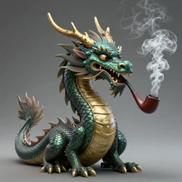 A dragon smoking a pipe, high detail,