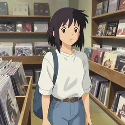 anime girl in a record store, art by makoto shinkai, from the anime film by makoto shinkai