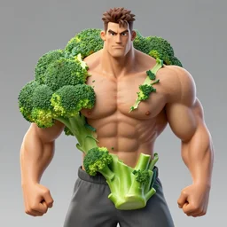 ripped broccoli man body builder, highly detailed, digital art, sharp focus, trending on art station