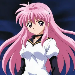 anime girl with eccentric clothes, long spiky pink hair, cel - shading, 2 0 0 1 anime, flcl, jet set radio future, night time, entertainment district, colorful buildings, lines of lights, christmas lights, rollerskaters, cel - shaded, jsrf, strong shadows, vivid hues, y 2 k aesthetic