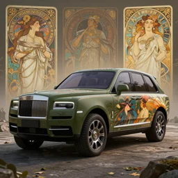 a militarised suv designed by rolls royce, artgerm and greg rutkowski and alphonse mucha, an epic fantasy, volumetric light, detailed, an epic fantasy, trending on art station, octane render, midsommar