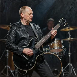 high quality oil painting of olaf scholz playing in a black metal band, trending on artstation, detailed, adward winning