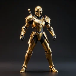 sci - fi knight stay in action pose, complete darkness, gold skull helmet, extreme contrast neon lit, sharp focus, wide shot, render, octane, fine details, concept art