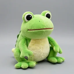 product photography of a frog plushy