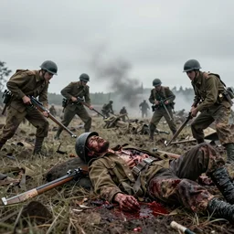 rare 1 9 7 6 photograph of a battlefield, color, battle, soldiers, death, blood, dirty, messy
