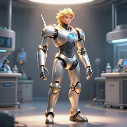 3D character model of arcane robot hero robot in cleanroom