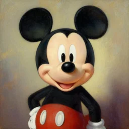 portrait of mickey mouse, oil painting by da vinci