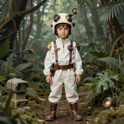 ( ( ( ( ( 2 0 5 0 s retro future 1 0 year old adventurer in white jungle steampunk costume full portrait. muted colors. ) ) ) ) ) by jean - baptiste monge!!!!!!!!!!!!!!!!!!!!!!!!!!!!!!