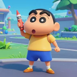 a screenshot of a player with a crayon shin - chan skin in fortnite ( 2 0 1 7 ), crayon shin - chan public event in fortnite