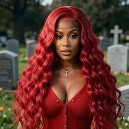 nicki minaj, in a graveyard, soft surface texture, photo, soft sun lights, 4 k, high detailed photography result, 5 0 mm lens, rich deep colors, smooth gradients, depth of field, cinematic, hyper realism, high detail, octane render, unreal engine 5, 8 k, vibrant colors