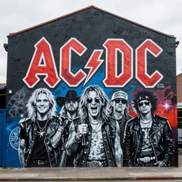 street art mural of AC/DC