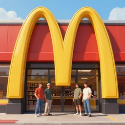 mcdonald store, mcdonald logo, concept art by noah bradley, darek zabrocki, tyler edlin, jordan grimmer, neil blevins, james paick, natasha tan, highly detailed, ultra detailed, ultra realistic, trending on artstation