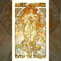 Enter The Dragon movie poster by Alphonse Mucha