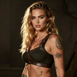 kate upton as a post - apocalyptic warrior girl with tattoos
