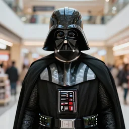 darth vader looking overwhelmed in a shopping mall