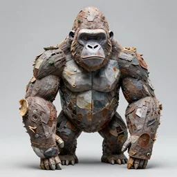 A sculpture made of recycled materials but with perfect definition, 🍄🦍