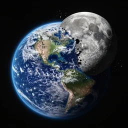composition earth and moon collide macro